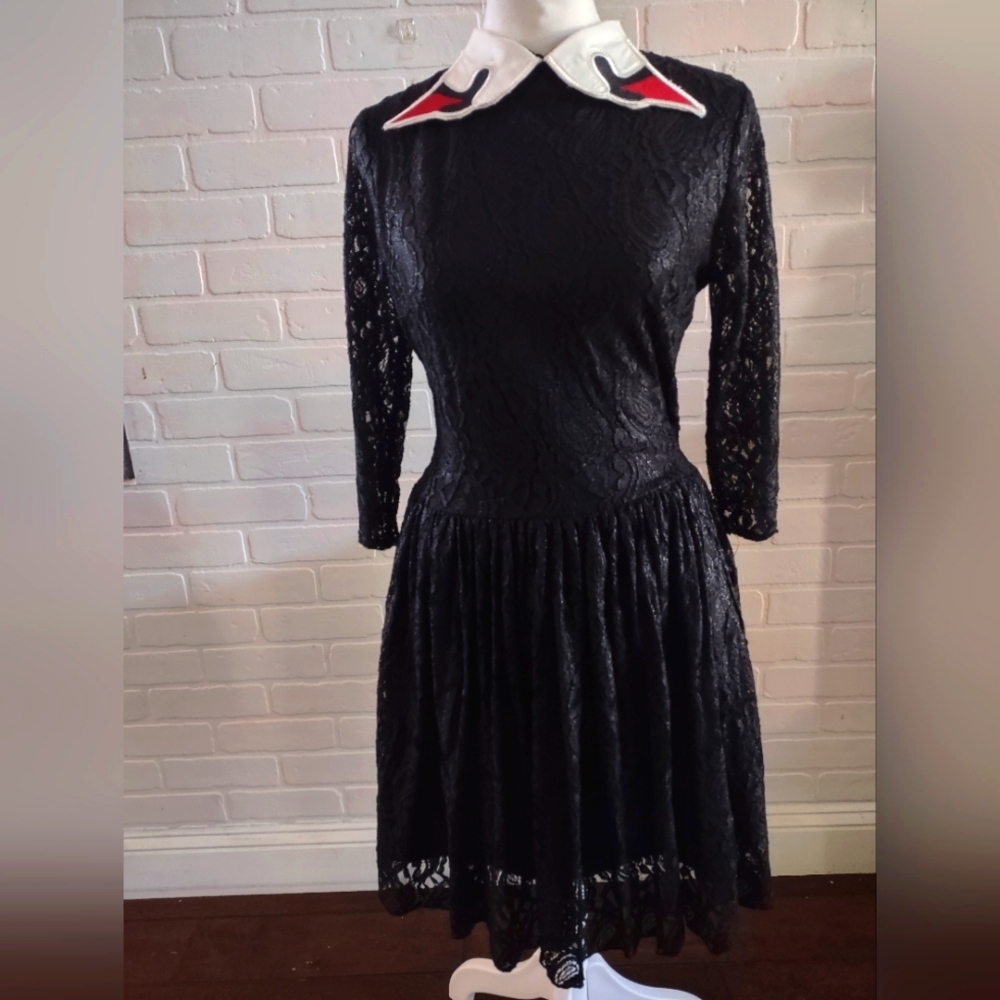 Women's Lace Skater Dress with Swan Collar Detail